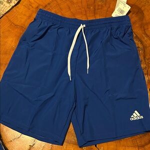 Adidas Men's Athletic Royal Blue Shorts & White 3 Zippered Pockets NWT